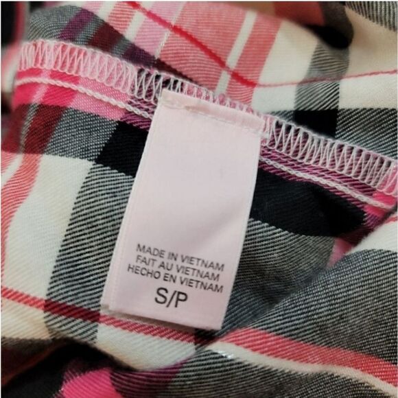 Victoria's Secret Dreamer Pink and Black Plaid Flannel Pajama Set Size Small - Picture 12 of 14